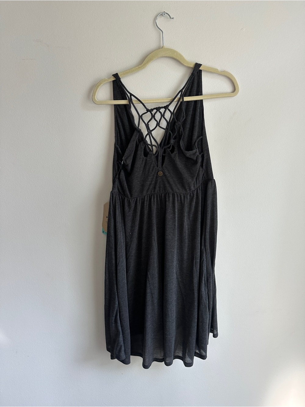 Prana Black Sleeveless V-Neck Dress with Lattice Back - Picture 3 of 4